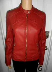 Pretty Guess size XS cinnamon faux leather zip up coat jacket women NWT - Picture 1 of 8