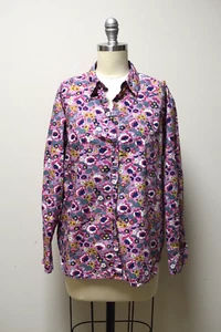 BODEN Hot Pink Fuchia Multi Color Floral Button Front Shirt Top Tunic Size 8P - Picture 1 of 5