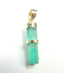 Colombian Emerald Natural Crystals Pendant 3.83 Cts 18K Gold Tubular Shape Muzo - Picture 1 of 12