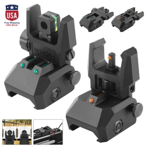 Tactical Flip Up Sights Front & Rear Folding Back Up Sight For 20mm Rail - Picture 1 of 12