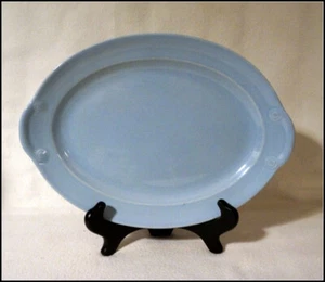 Vintage Lu-Ray Pastels (T.S.&T.) Blue Oval Serving Platter 11.5 inch #RA747 - Picture 1 of 5
