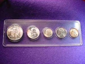 1947-D  5 COIN DENVER MINT SET 5 GREAT BU COINS 90% SILVER!    #12 - Picture 1 of 9