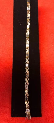 Brazalete tenis zafiro oro 18k sobre plata de ley Foto 1 de 4