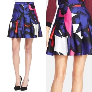 DVF Women Gemma Floral Box Pleated Silk Skirt 4 - Picture 1 of 5