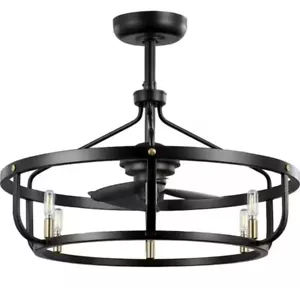 Progress Lighting Copan 28.75 in. Industrial Black and Gold Cage Ceiling Fan - Picture 1 of 9