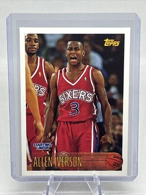 1996-97 Topps Starting Lineup #171 Allen Iverson Rookie 76ers HOF EX+ - Image 1 of 4