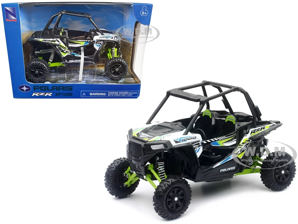 POLARIS RZR XP 1000 BUGGY WHITE & GREEN 1/18 DIECAST MODEL BY NEW RAY 57593 C - Image 1 of 1
