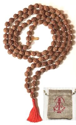 Hand-Knotted 5 Mukhi Rudraksha Mala (10mm) - Wisdom & Inner Peace - Crown - Image 1 of 4