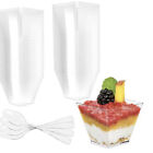 20 Set 60ml Plastic Square Cup Dessert Cup Jelly Cup Milk Shake Cup with Spoon