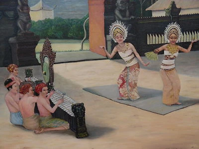 Картина маслом на холсте - индонезийский праздничный танец - M Parker - Изображение 1 из 4