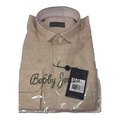 Bobby Jones 1930 Size Large BUTTON DOWN LS shirt 100% LINEN $150 KHAKI BJ540100 - Image 1 of 4