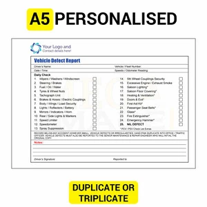 VEHICLE DEFECT REPORT, PERSONALISED PRINTED NCR, A5 SIZE, FREE DELIVERY - Picture 1 of 2