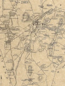 Upton Hopedale Milford MA 1870 Maps with Homeowners Names Shown - Picture 1 of 5