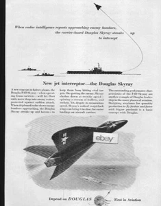 DOUGLAS AIRCRAFT NUOVO JET INTERCEPTOR SKYRAY F4D PER US NAVY CARRIER 1952 ANNUNCIO - Foto 1 di 1