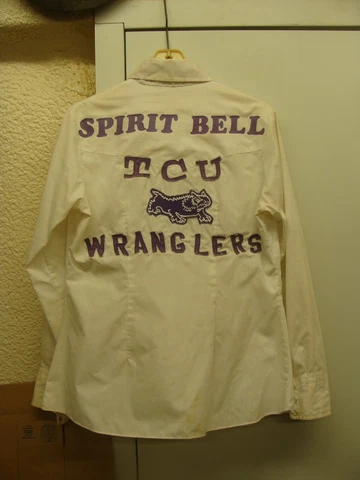 Antique Texas Christian University TCU Pep Squad Spirit Bell Wrangler Lady Shirt Cover