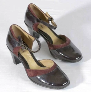 Softspots Mary Jane High Heels sz 6M Womens Brown Patent Leather Suede Trim - Picture 1 of 4