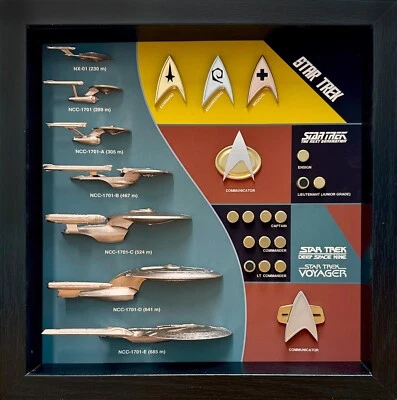 Ship & Combadge Display Shadow Box Star Trek, Enterprise, Large *Fan Made* - Image 1 of 4