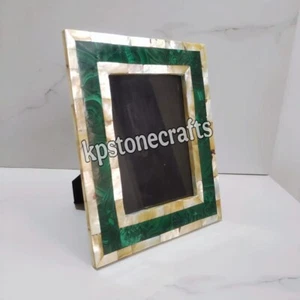 Handmade Malachite & Mother of Pearl Photo Frame | 6x4 Picture Frame | Natural S - Picture 1 of 6