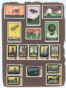 c1910 Germany Reklamemarken Stamp Lot Luft Zeppelin Navy Ships Berlin Kaiser - Picture 1 of 2