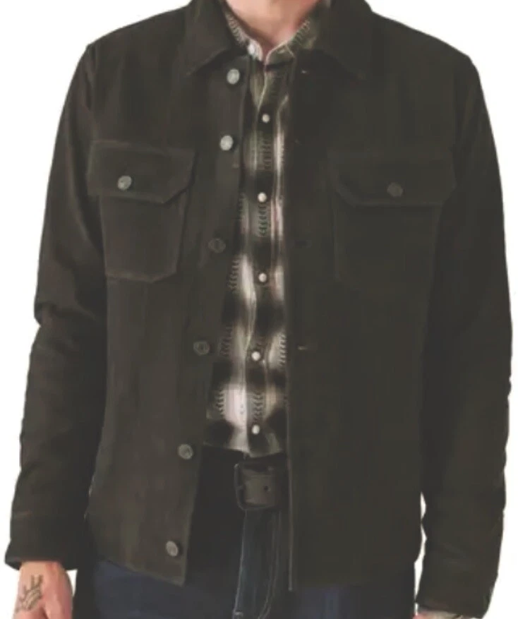 PRAGUE LEATHER Womens M Black Suede Quilt Insulated Trucker Jacket-New With Tags - Image 1 of 4