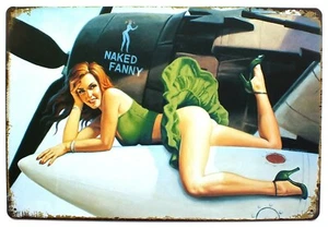 Naked Fanny 1950's Pin Up Retro Tin Metal Wall Door Sign Plaque 30 x 20 cm - Picture 1 of 1