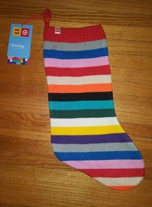 Lego 20" Knit Christmas Stocking Striped Multicolor - Picture 1 of 5