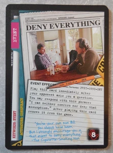 X-FILES COLLECTIBLE CARD GAME PROMO CARD DENY EVERYTHING, 1997, MINT! - Picture 1 of 2
