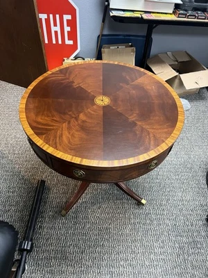 HICKORY CHAIR PEDESTAL DRUM TABLE JAMES RIVER COLLECTION - Image 1 of 4
