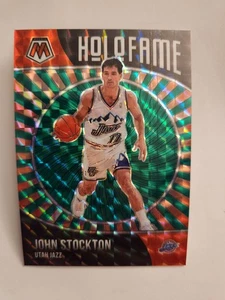 John Stockton Mosaic 2020-21  Holofame Green Mosaic Prizm - Picture 1 of 3