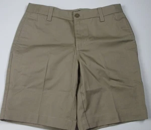 LANDS END khaki Schuluniform einfache Vorderseite Chino Shorts Mädchen 14 schmal *NEU* - Bild 1 von 5