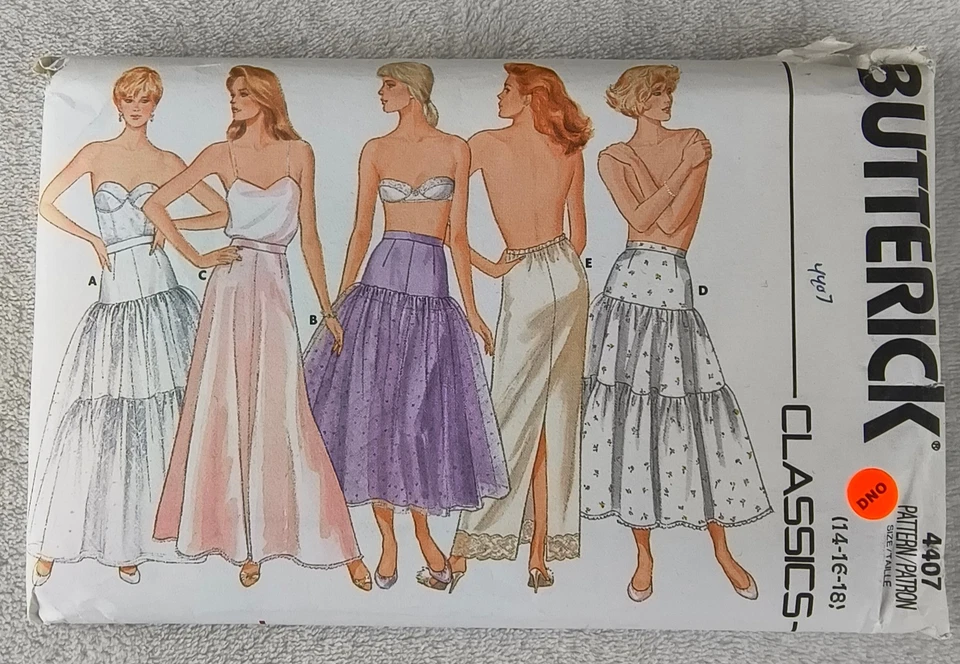 VTG 80s Butterick Pattern 4407 Petticoat Slip Skirt Bridal Formal 14 16 18 Uncut - Image 1 of 4