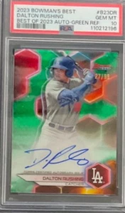 Dalton Rushing 2023 Bowman's Best Autograph Auto Green #/99 PSA 10 La Dodgers - Picture 1 of 2