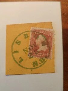US Stamp Scott 65 Rare Green Fancy Cancel Lisbon NH - Picture 1 of 2