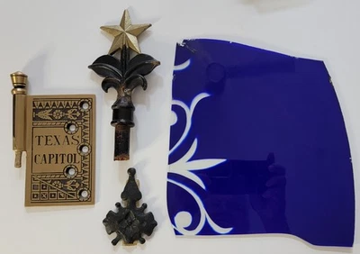 Lote de 4 ☆ Capitolio del Estado de Texas ☆ Reliquias Ornamentales Hierro Fundido Vidrio Bronce AUSTIN Foto 1 de 4