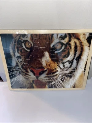 Tiger Wooden Jigsaw Puzzle 25pc STEM Learning 11x8.5 Inches - Image 1 of 4
