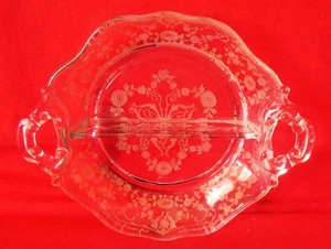 Cambridge Diane klar geätztes Glas 2-teilig geteilt Griff Relish Schale - Bild 1 von 10