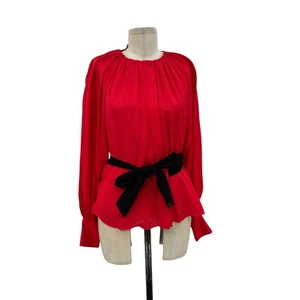 Blusa Ted Baker Tryniti Top Reunido-Detalle Contraste-Corbata Tejida Roja Talla 1 EE. UU. 4 - Imagen 1 de 12