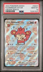 Pokemon TCG Sword & Shield Crown Zenith Simisear VSTAR GG37/GG70 PSA 10 - Picture 1 of 2