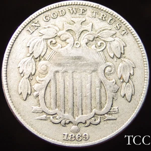 1869 SHIELD NICKEL ~  BEAUTIFUL ORIGINAL 5c COIN ~ TCC - Picture 1 of 10