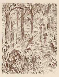 STÄDT.REGENSTIMMUNG von Paul LEMAGNY - OriginalRadierung des EXPRESSIONISMUS - Picture 1 of 1