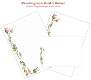 Rose World - A5 Letter Writing Paper Stationary Sets with or without envelopes - Picture 1 of 12