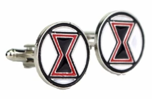  Black Widow Logo Metal Enamel Cufflinks - Picture 1 of 1