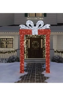 Dazzling 8.5' Giant Christmas Gift Box ARCHWAY LED Present with Bow Yard Decor - Picture 1 of 3
