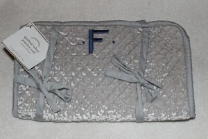 POTTERY BARN Travel Gray/Silver Quilted Velvet Jewelry Roll NWT FREE SHIP "F" - Picture 1 of 12