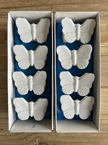 Vintage Butterfly White Porcelain Napkin Rings Vintage - Set of 8 - Picture 1 of 3