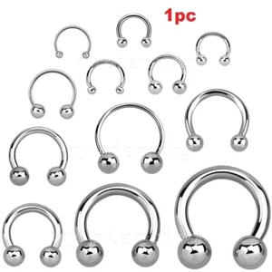 20G-00G 316L Steel Horseshoe Circular Barbell Ear Tragus Nipple Septum Labret - Picture 1 of 6