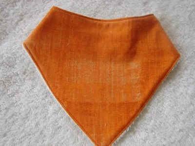 Denim Orange Bandana Dribble Bibs Cotton Front Towelling Back Handmade - image 1 of 2