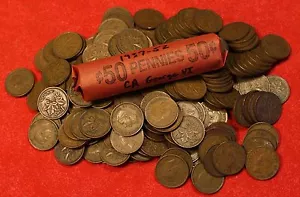 1937 bis 1952 Canada Cent Penny George VI Serie 50 Münzwolle im Umlauf - Bild 1 von 2