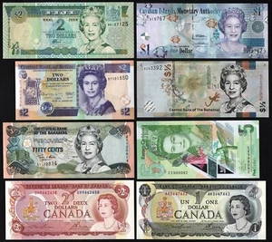 1973-2021 Commonwealth, QEII Queen Elizabeth II on Banknotes, all UNC - Picture 1 of 20