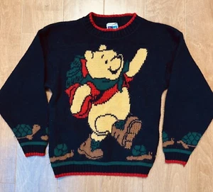 Vintage Winnie the Pooh Knit Sweater Kids Unisex Size 7 Large 90'S Y2K USA Made - Picture 1 of 4